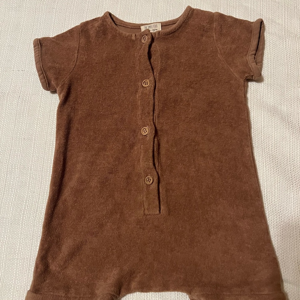 Brown Button-Up Baby Romper